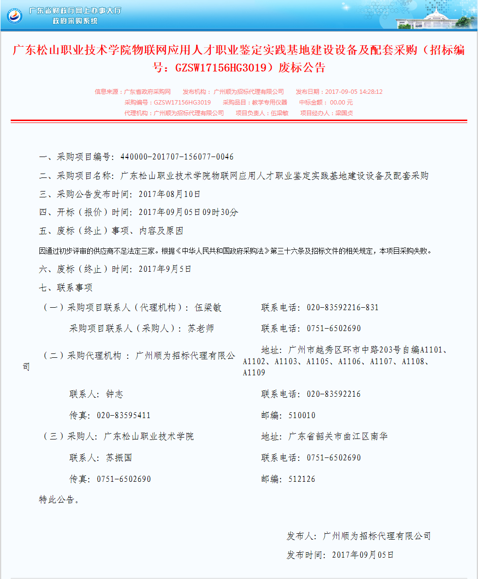 F:\网络稿件\2017年9月网络\13betway必威物联网应用人才职业鉴定实践基地建设设备及配套采购（招标编号：GZSW17156HG3019）废标公告.png